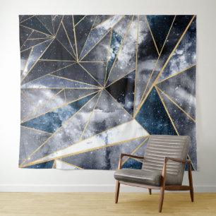 Moderne galaxy Nebula Geometric Gold Triangles Wandkleed
