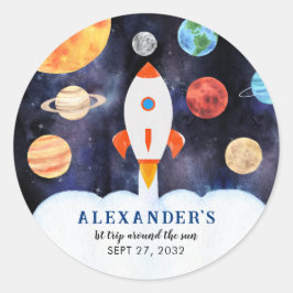Moderne Galaxy Planeten Ruimteraket Kinderen Verja Ronde Sticker
