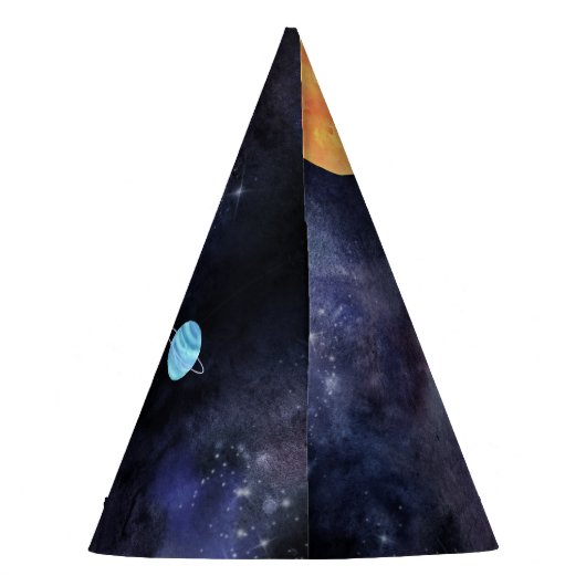 Moderne Galaxy Planets Space Rocket Kids Verjaarda Feesthoedjes (Achterkant)