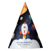 Moderne Galaxy Planets Space Rocket Kids Verjaarda Feesthoedjes (Voorkant)
