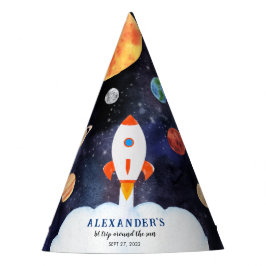 Moderne Galaxy Planets Space Rocket Kids Verjaarda Feesthoedjes