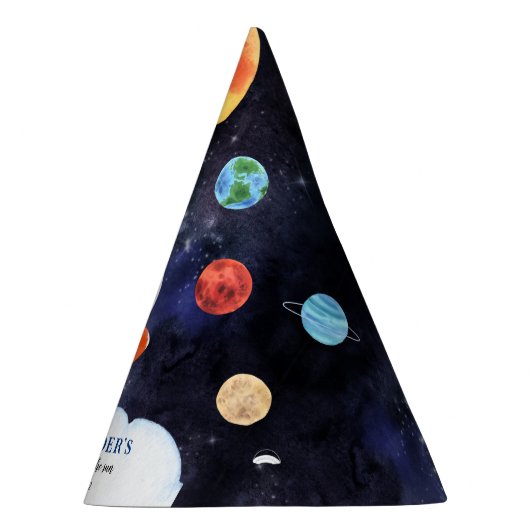 Moderne Galaxy Planets Space Rocket Kids Verjaarda Feesthoedjes (Rechts)