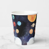 Moderne Galaxy Planets Space Rocket Kids Verjaarda Papieren Bekers (Links)