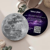 Moderne Galaxy QR-code Full Moon Wedding Kaart