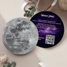 Moderne Galaxy QR Code Volle Maan Bruiloft
