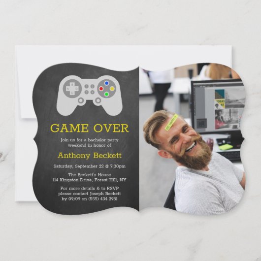 Moderne Game Over Foto Verjaardagsuitnodigingen vo Kaart (Voorkant)