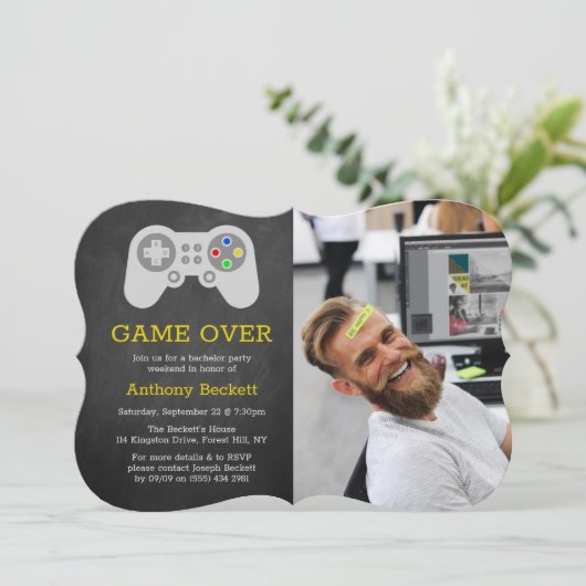 Moderne Game Over Foto Verjaardagsuitnodigingen vo Kaart (Staand voorkant)