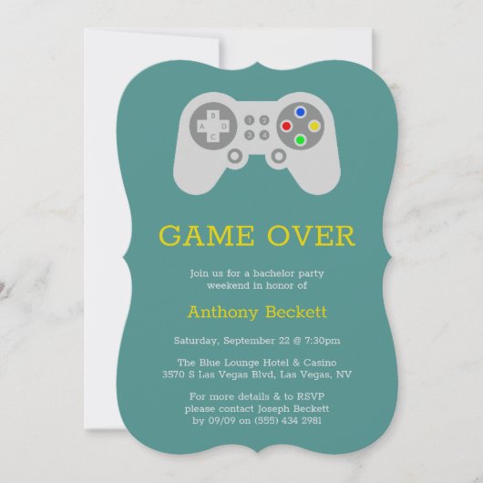 Moderne "Game Over" Uitnodigingen voor een Jonggez (Voorkant)