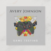Moderne game-testende gamer Trendy Graphics Cool Vierkante Visitekaartje (Voorkant)