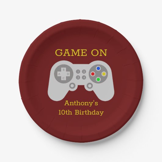 Moderne gamer elke leeftijd op aarde papieren bordje (Voorkant)