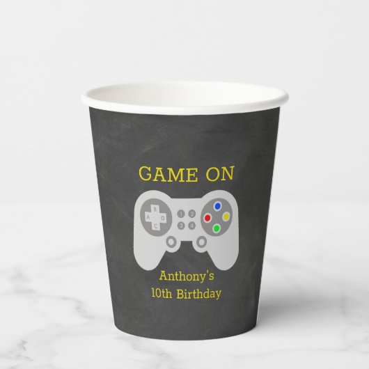 Moderne gamer elke leeftijd papieren bekers (Achterkant)