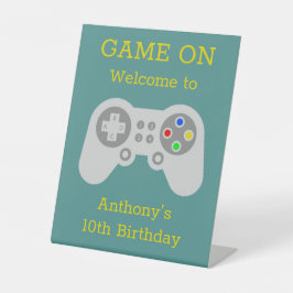 Moderne gamer Elke leeftijd Welkom Reclamebord Met Voetstuk