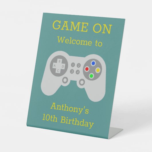 Moderne gamer Elke leeftijd Welkom Reclamebord Met Voetstuk (Voorkant)