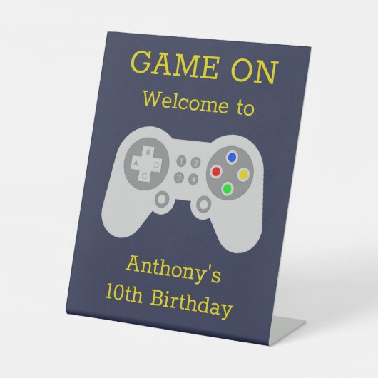 Moderne gamer Elke leeftijd Welkom Reclamebord Met Voetstuk (Voorkant)