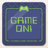 MODERNE GAMER koele controller navy neon groen Kartonnen Onderzetters (Voorkant)