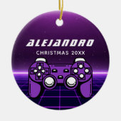 Moderne gamer Paarse Futuristic Gaming Console-naa Keramisch Ornament (Voorkant)