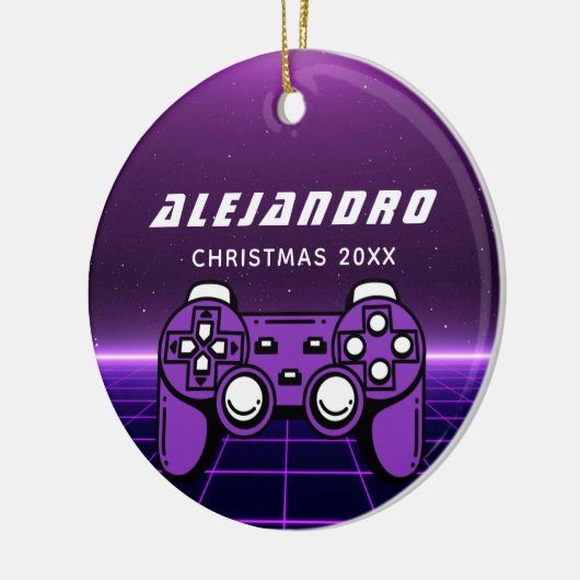 Moderne gamer Paarse Futuristic Gaming Console-naa Keramisch Ornament (Links)