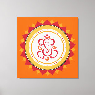 Moderne Ganesha Verpakte Canvas Muur Kunst Afdruk