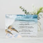 Moderne Gannets All-in-One Beach Wedding Kaart (Staand voorkant)