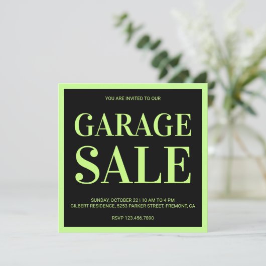 Moderne Garage Sale uitnodiging (Staand voorkant)