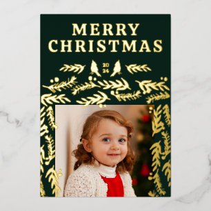 Moderne Garland Border Botanische Foto Folie Feestdagenkaart