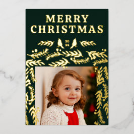 Moderne Garland Border Botanische Foto Folie Feestdagenkaart