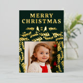 Moderne Garland Border Botanische Foto Folie Feestdagenkaart (Staand Voorkant)