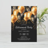 Moderne garnaal gouden zwarte ballonnen zwart kaart (Staand voorkant)