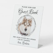 Moderne Gast Boek van de Aangepaste Foto Pet Weddi Reclamebord Met Voetstuk (Voorkant)