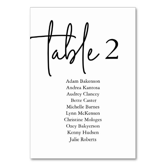Moderne Gast Zittafel N, Bruiloft Diner Kaart (Achterkant)