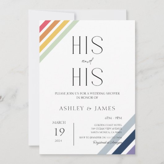 Moderne Gay Bruiloft Koppels Douche Zijn & Zijn LG Kaart (Voorkant)