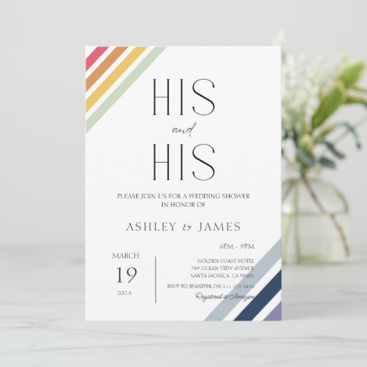 Moderne Gay Bruiloft Koppels Douche Zijn & Zijn LG Kaart (Staand voorkant)