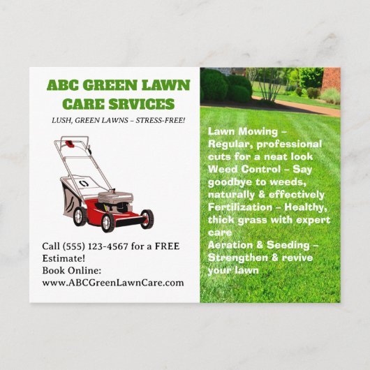 moderne gazonverzorging briefkaart (Voorkant)