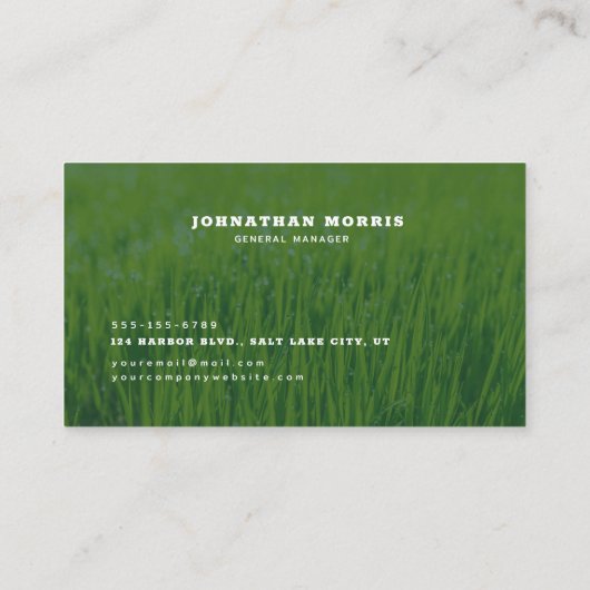 Moderne gazonverzorging en landschapsarchitectuur visitekaartje (Achterkant)