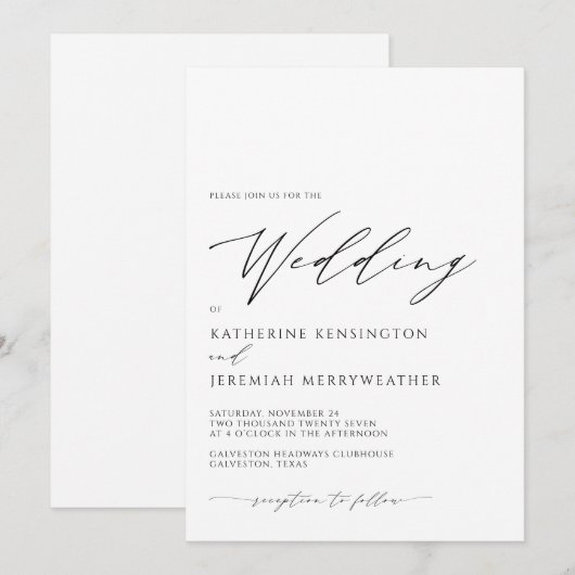 Moderne, geavanceerde, minimalistische weddenschap kaart (Voorkant / Achterkant)