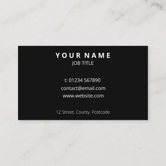 Moderne, geavanceerde White Front Black Visitekaartje (Achterkant)