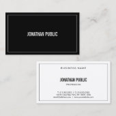 Moderne, geavanceerde zwart-wit elegant eenvoudig visitekaartje (Voorkant / Achterkant)