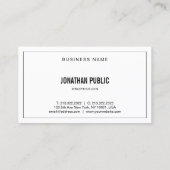 Moderne, geavanceerde zwart-wit elegant eenvoudig visitekaartje (Achterkant)