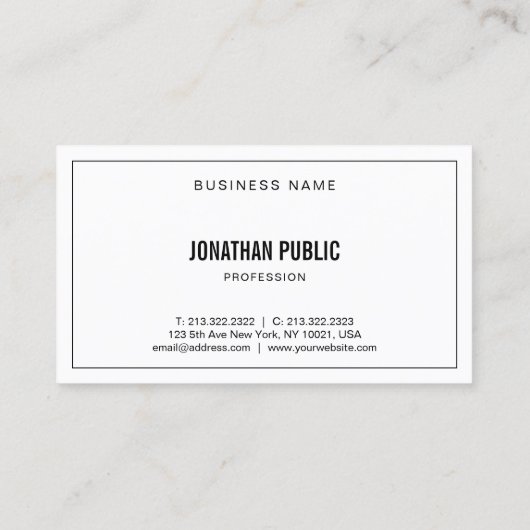 Moderne, geavanceerde zwart-wit elegant eenvoudig visitekaartje (Achterkant)