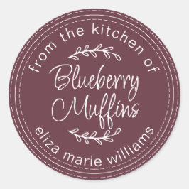 Moderne gebakde Blueberry Muffins Bourgondiërrood Ronde Sticker