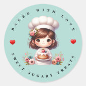 Moderne 'Gebakken met Liefde' Bakkerij Sticker (Voorkant)