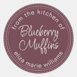 Moderne gebakken waren Bosbessenmuffins Burgundy Ronde Sticker