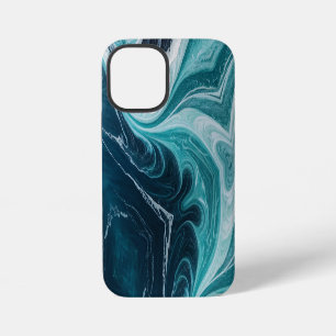 Moderne gebarsten goud blauwe marmeren stylist iPhone 12 mini hoesje