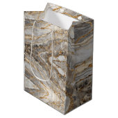 Moderne gebarsten goud marmer medium cadeauzakje (Voorkant Gekanteld)