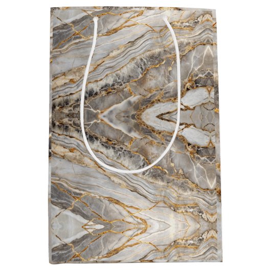 Moderne gebarsten goud marmer medium cadeauzakje (Voorkant)