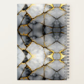 Moderne gebarsten goud wit & zwart marmer notitieboek (Achterkant)