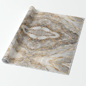 Moderne gebarsten goud witte marmer cadeaupapier (Uitgerold)
