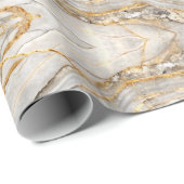 Moderne gebarsten goud witte marmer cadeaupapier (Rol Hoek)