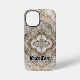 Moderne gebarsten goud witte marmer iPhone 12 mini hoesje