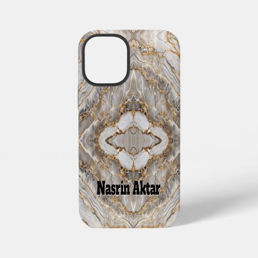 Moderne gebarsten goud witte marmer iPhone hoesje (Achterkant)